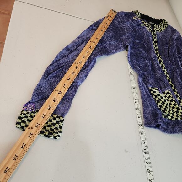 Icelandic Design  Purple Full Zip Cardigan Velvety Floral Women's Size Small - Picture 13 of 15